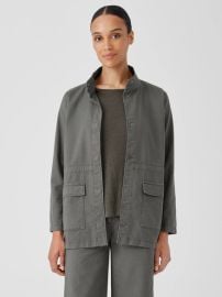 Cotton Hemp Stretch Stand Collar Jacket EILEEN FISHER at Eileen Fisher